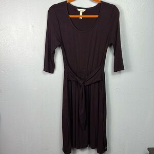 Matilda Jane Scoop Neck Tie Waist Elbow Length Sleeve Midi Dress Small